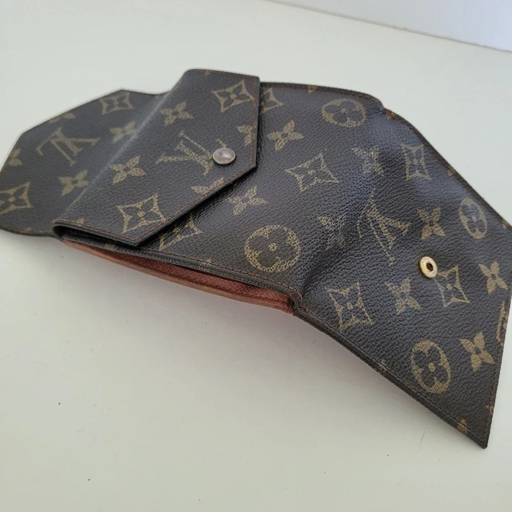 Louis Vuitton Monogram Canvas Elise Trifold Wallet Brown M61654 Vintage Men Wome